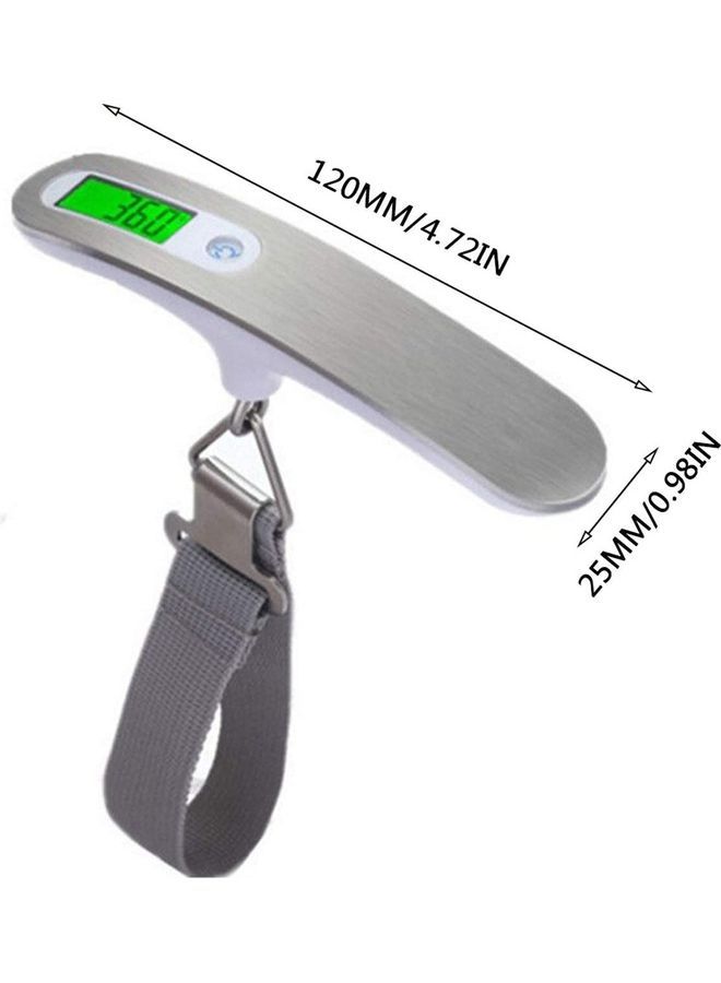 Digital Travel Portable Hand Luggage Weighing Scale 50kg Silver