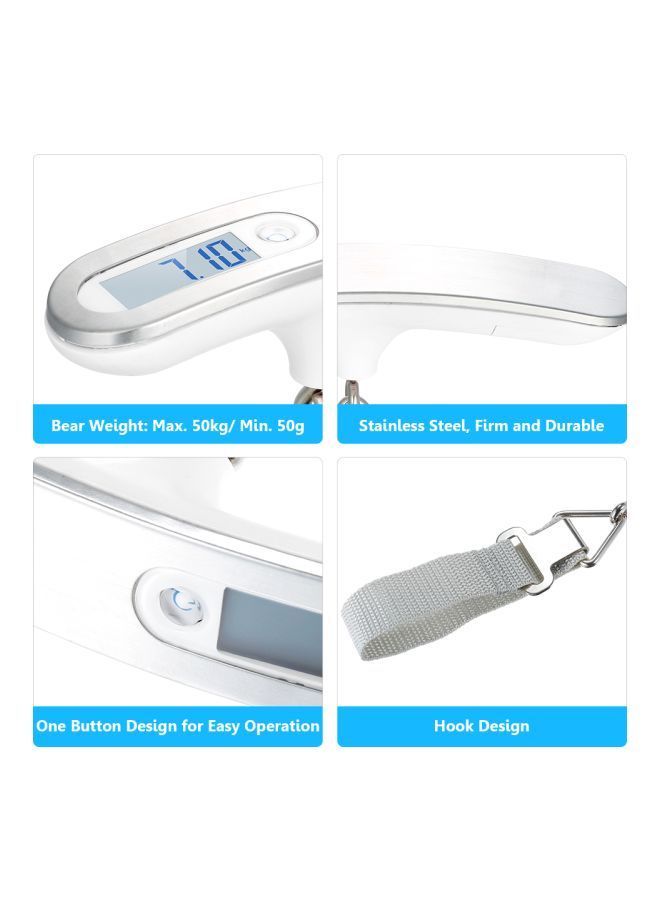 Portable Digital Luggage Scale White/Silver/Grey