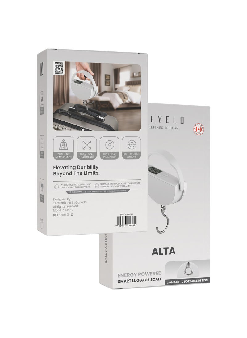 Alta Smart Luggage Scale / Dual Unit Measurement / High Precision Sensors / Energy Powered - White