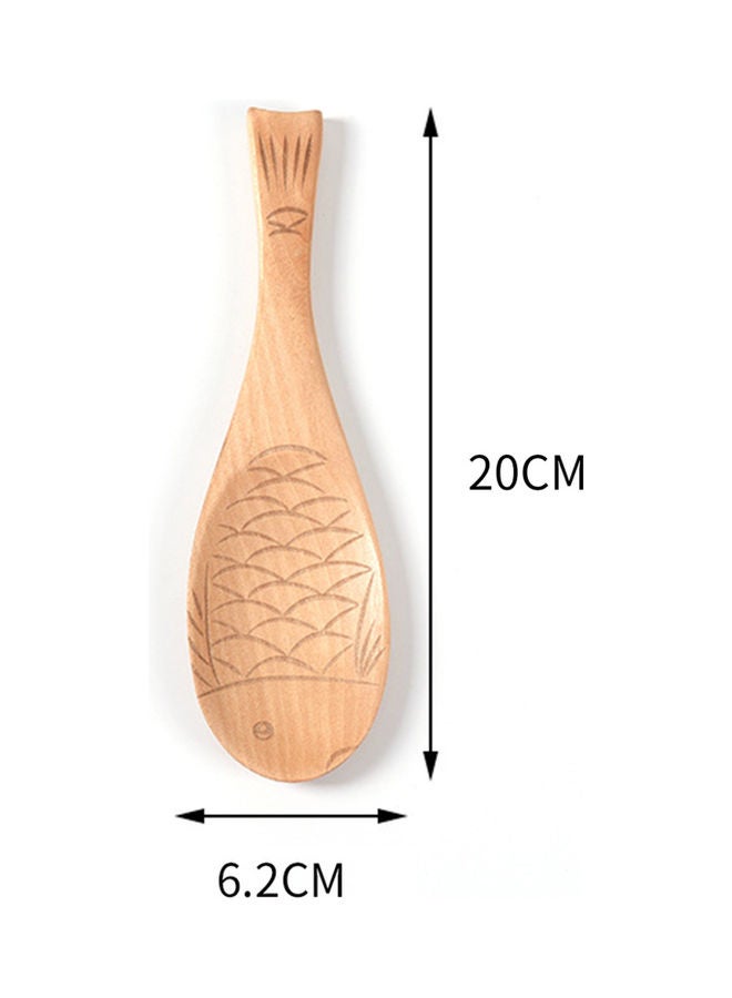 Wooden Fish Shaped Rice Spoon Beige 20x6.2cm