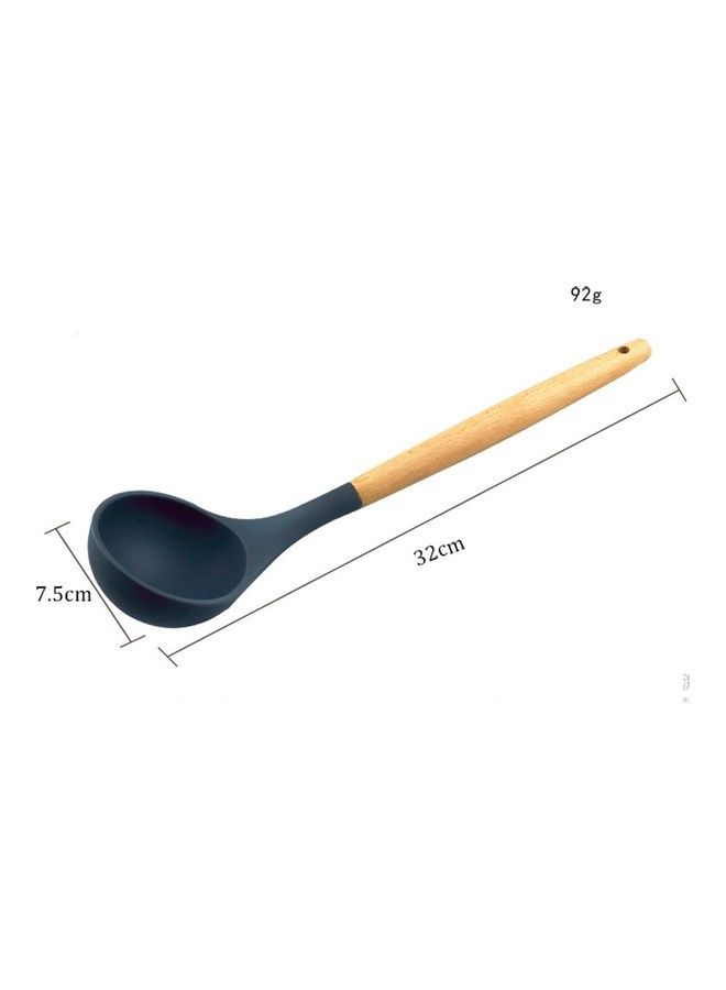 Silicone Kitchenware Spoon With Wooden Handle Black/Beige 7.5X32cm