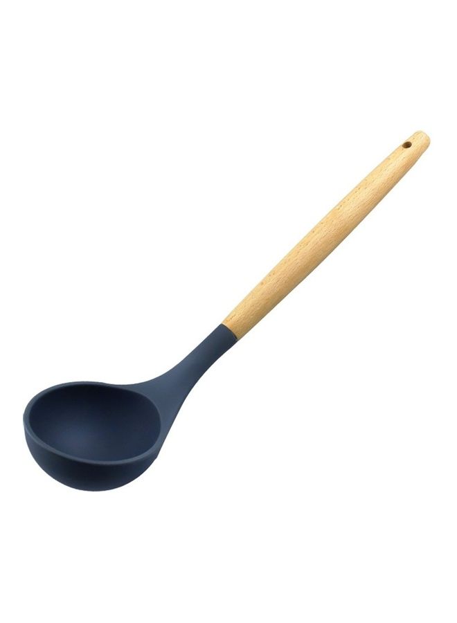 Silicone Kitchenware Spoon With Wooden Handle Black/Beige 7.5X32cm