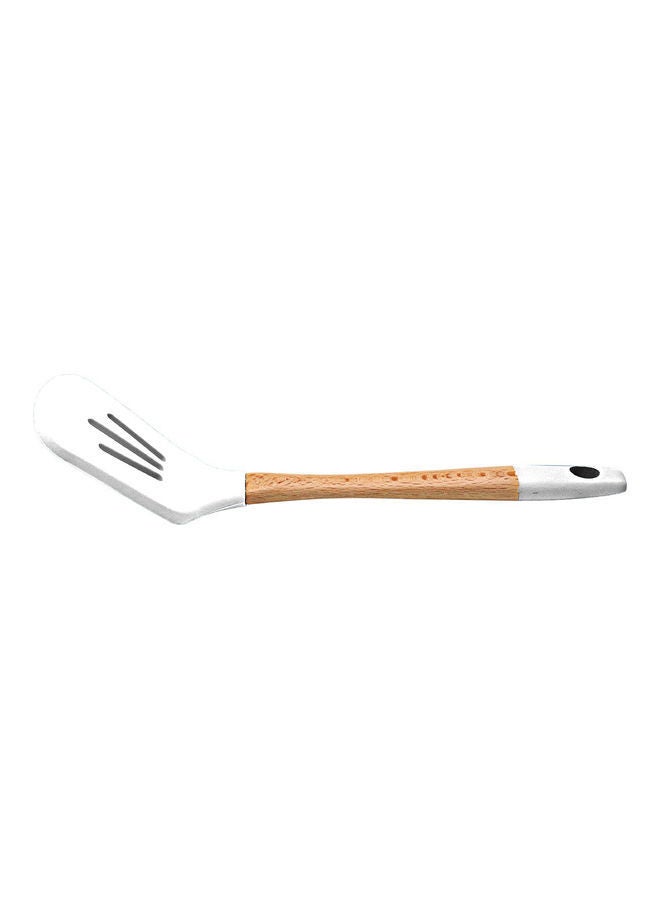 Silicone Slotted Food Stirring Spoon Brown/White 35cm