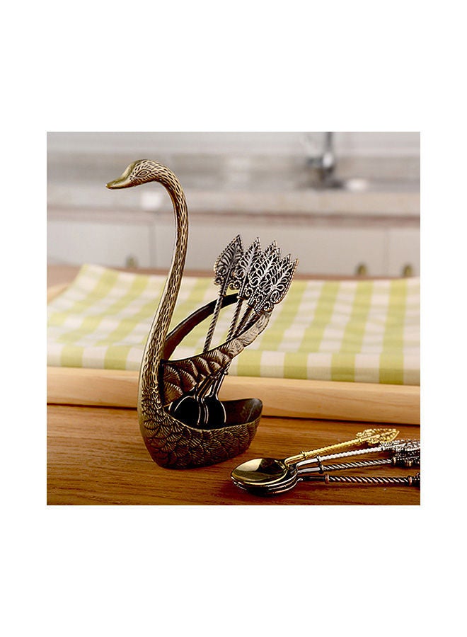 Swan Tableware Spoon Fork Holder Brown 17x6x8centimeter