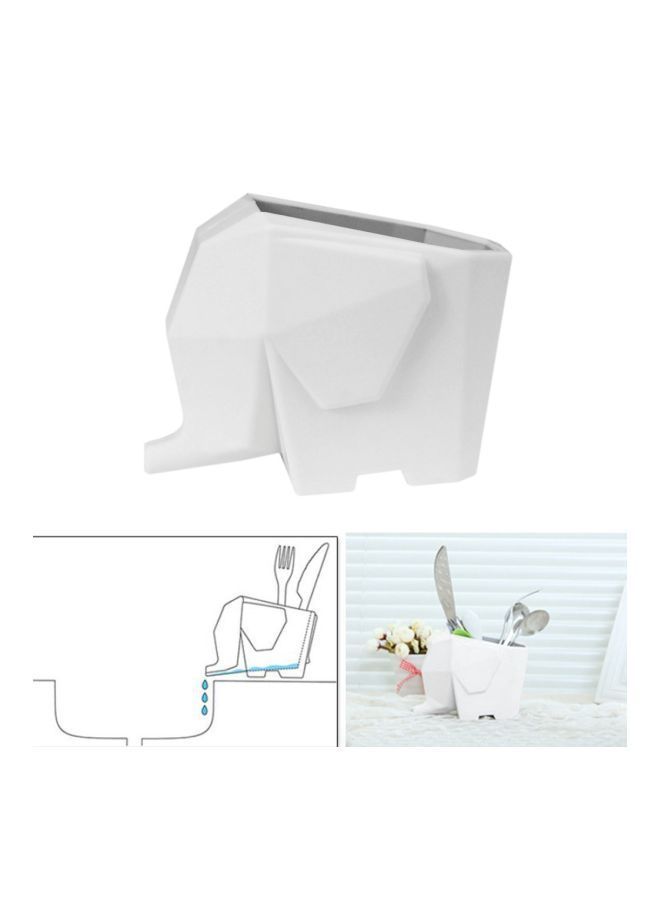 Geometry Cute Elephant Shape Tableware Draining Device White