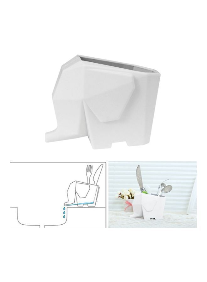 Geometry Cute Elephant Shape Tableware Draining Device White