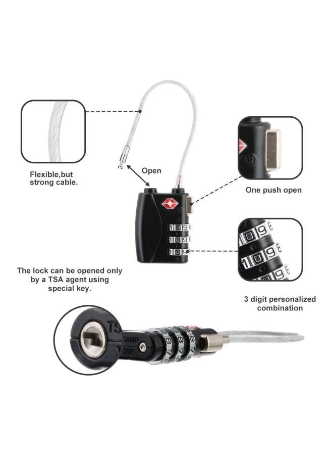 3-Digit Password Security Luggage Lock Black/Silver