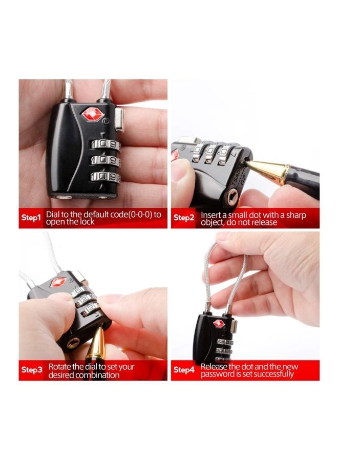 3-Digit Password Security Luggage Lock Black/Silver