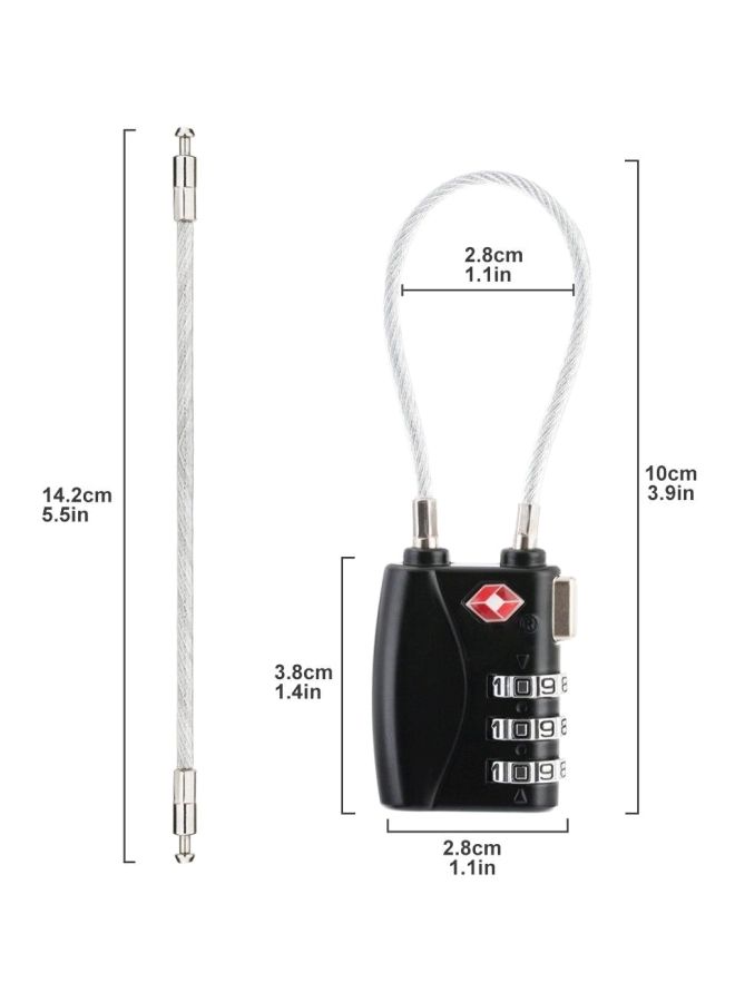 3-Digit Password Security Luggage Lock Black/Silver