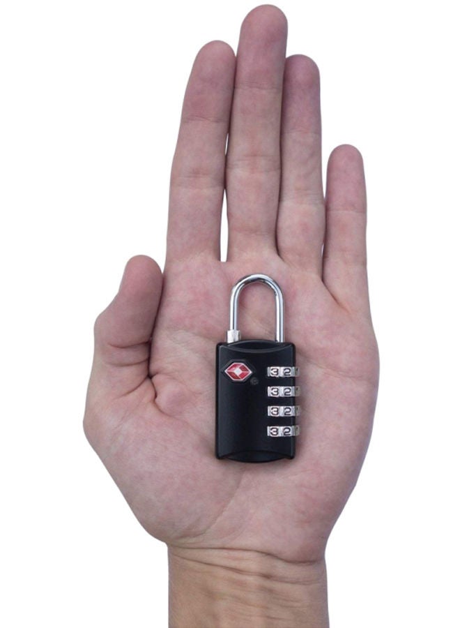 4-Digit Combination Steel Luggage Lock Black/Silver