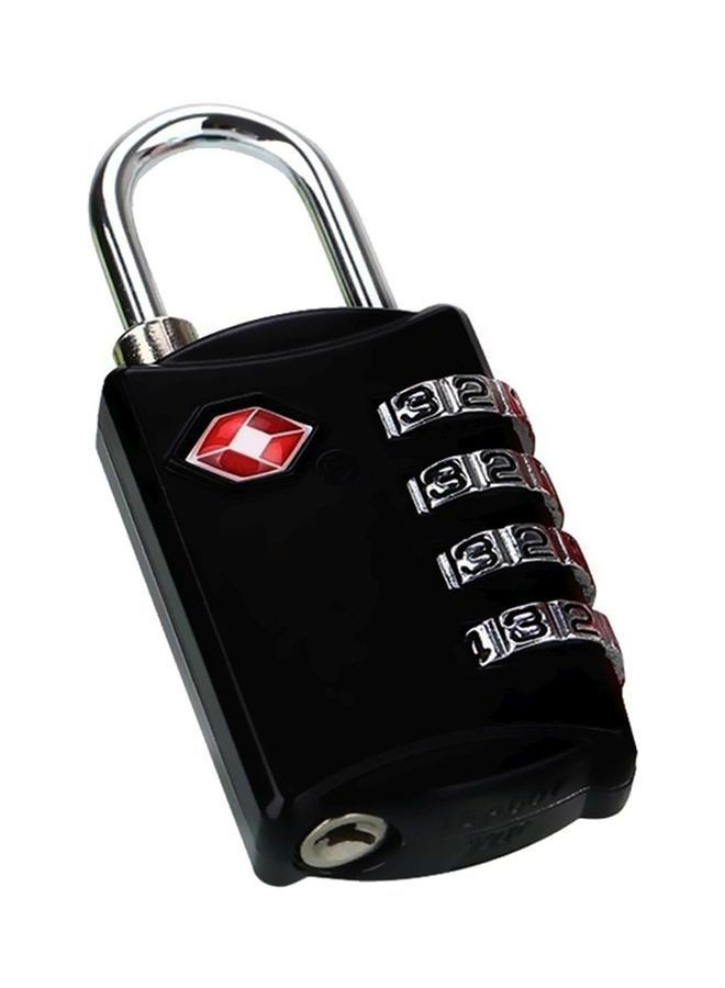 4-Digit Password Metal Luggage Lock Black/Silver/Red