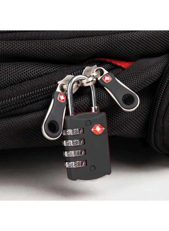 4-Digit Password Metal Luggage Lock Black/Silver/Red