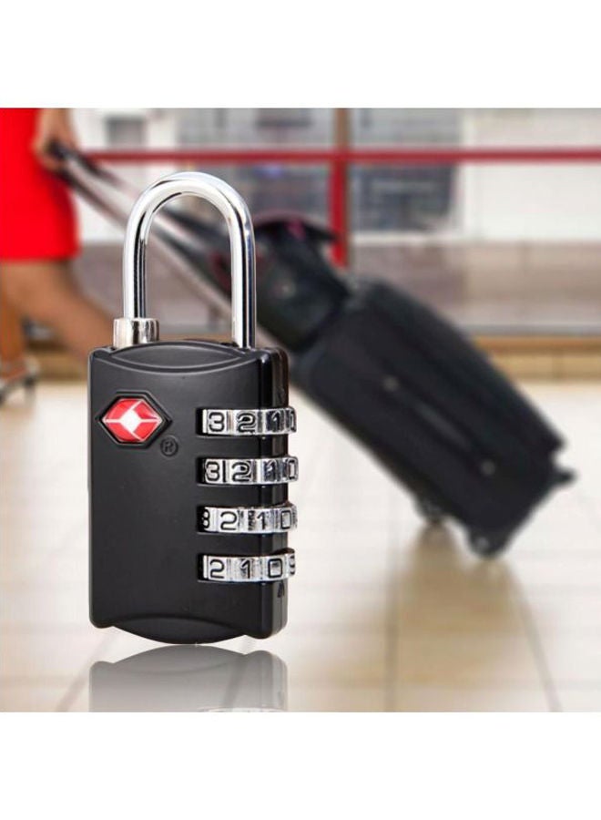 4-Digit Password Metal Luggage Lock Black/Silver/Red