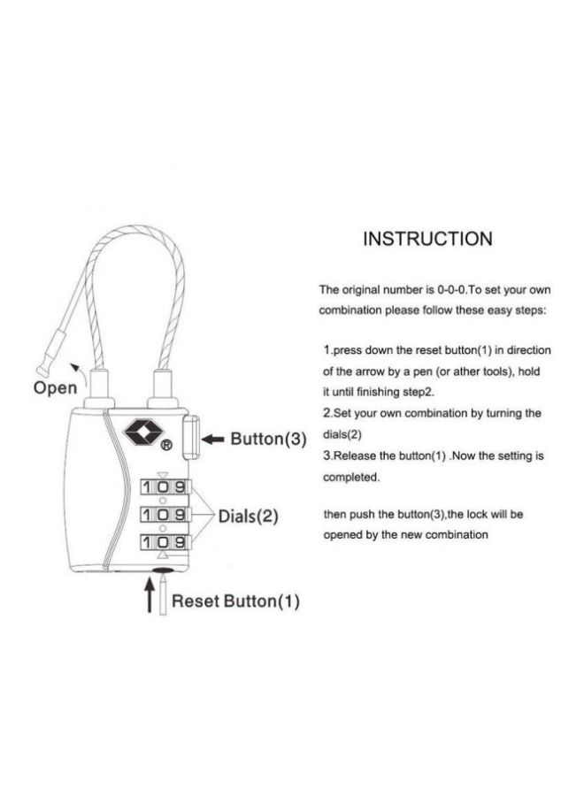 3-Digit Travel Luggage Combination Lock Silver