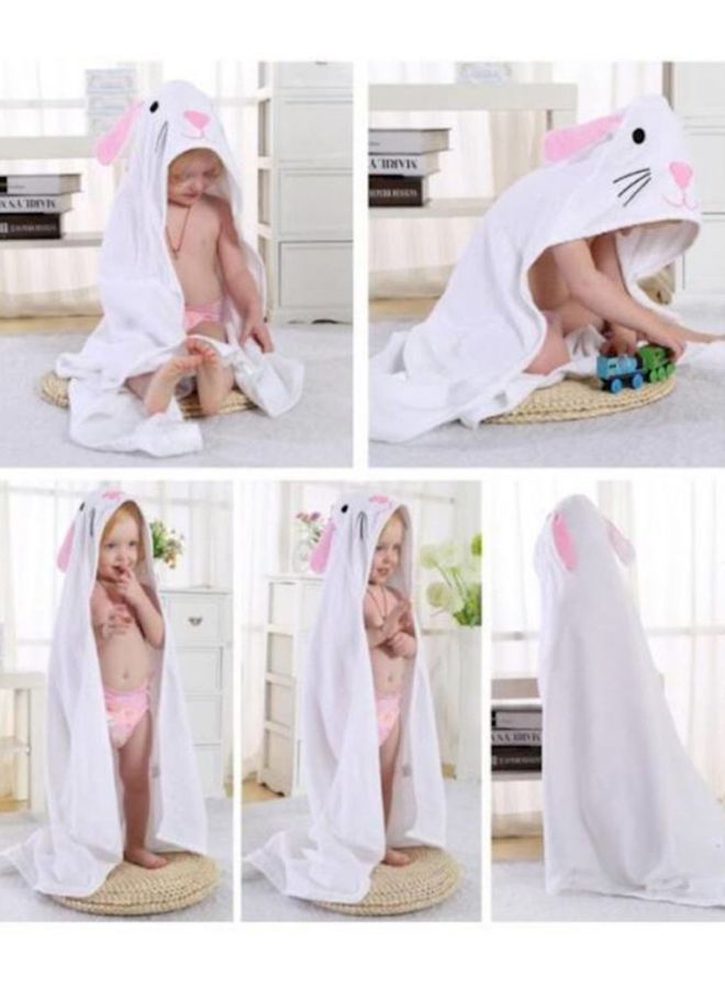 Hooded Bath Towel White/Pink/Black 90x90cm