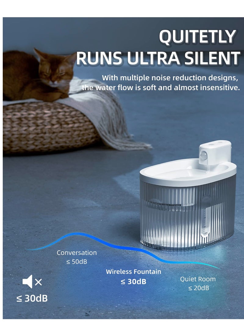 Cat Water Fountain Wireless Battery Operated 95oz/2.8L Pet Fountain, Automatic Cat Water Fountain Dog Water Dispenser with 3PCS Filters for Cats, Dogs, Multiple Pets (White)