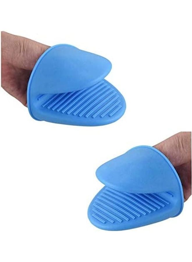 2-Pair Heat Resistant Mini Pinch Mitts Silicone Gloves Red/Blue 8.5X11X8.5cm