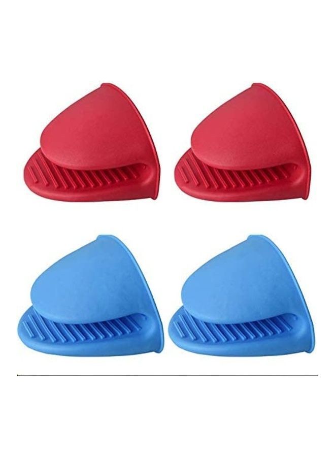 2-Pair Heat Resistant Mini Pinch Mitts Silicone Gloves Red/Blue 8.5X11X8.5cm