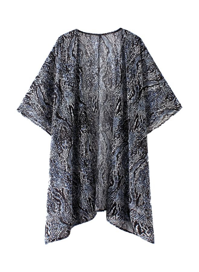 Snake Skin Kimono Printed Cover Up Black/Grey