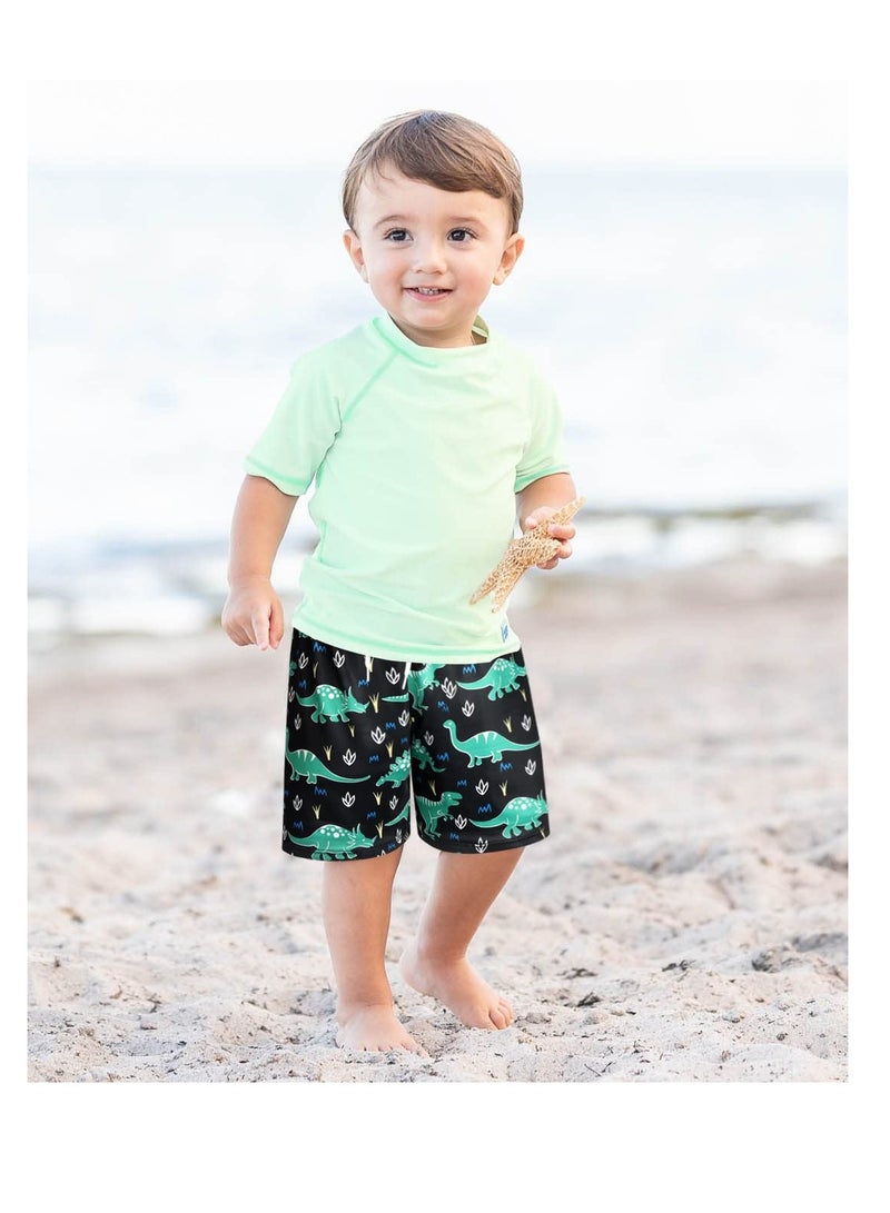 Boys Swim Trunks Quick Dry Board Shorts with Inner Mesh Liner Elastic Waistband and Drawstring Closure 3D Print Dinosaurs