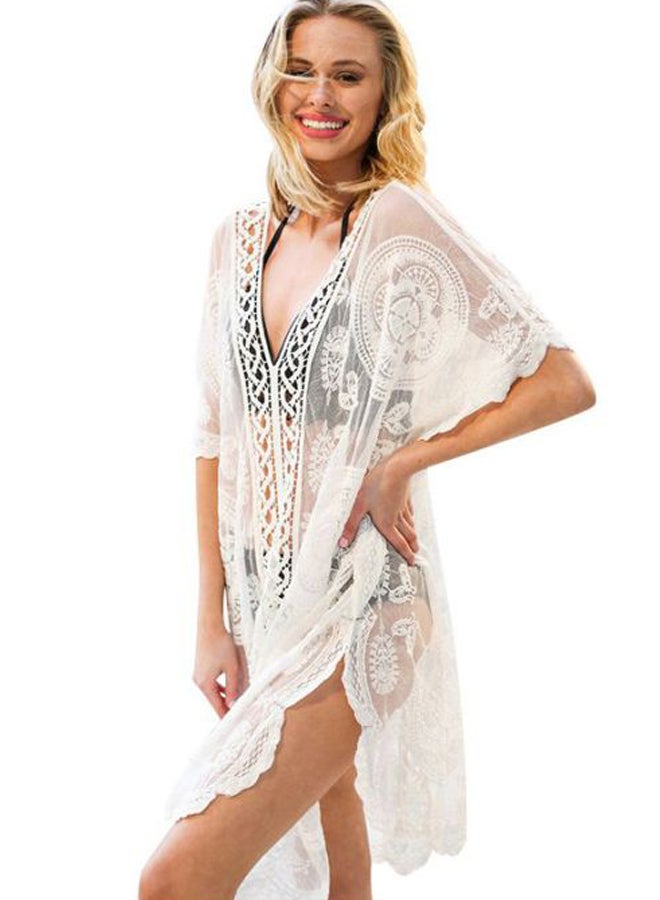 Lace Detailed Cover Up White