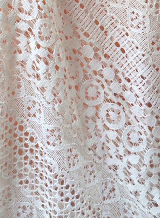 Lace Designed Asymmetrical Cover Up White