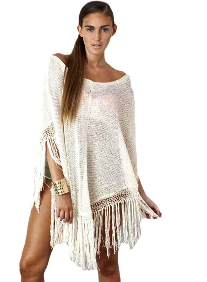 Kaftan Tassel Cover Up White