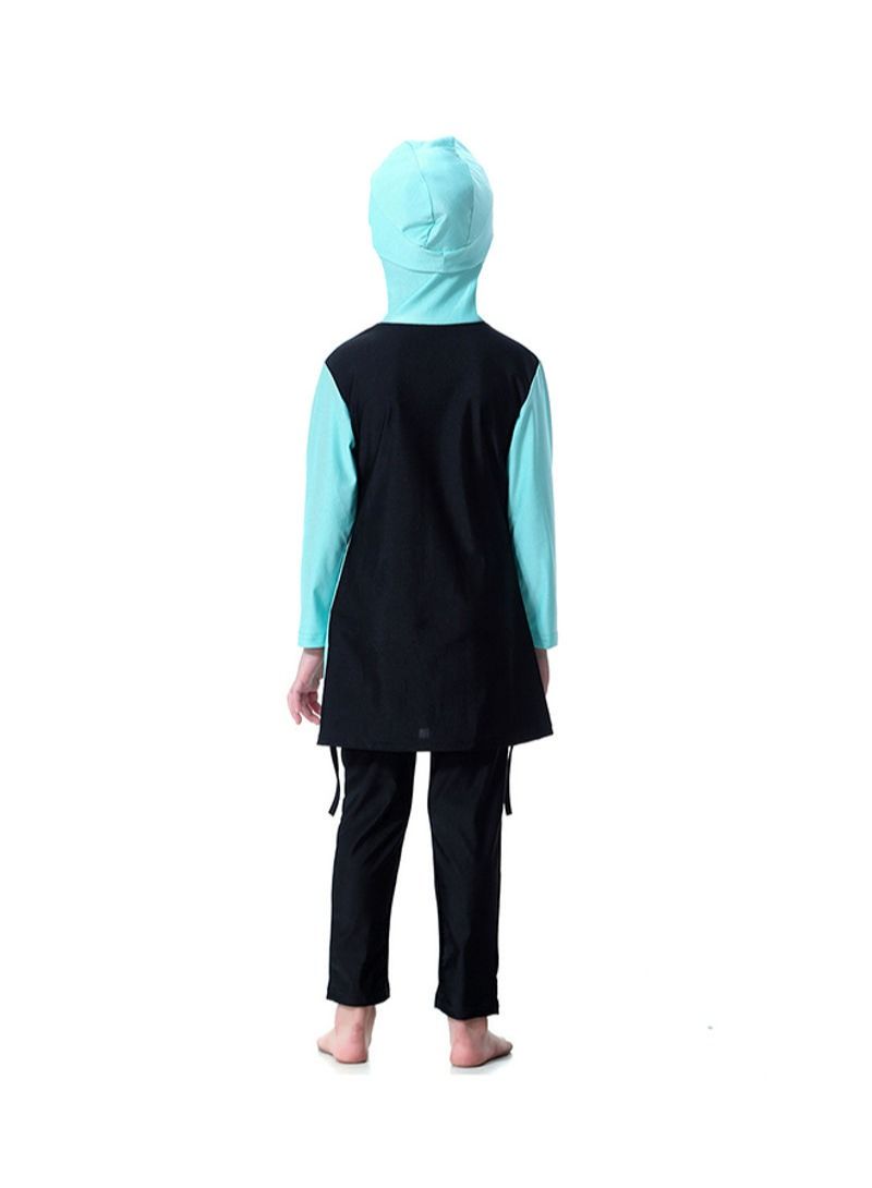 2-Piece Hooded Burkini Set Light Blue/Black