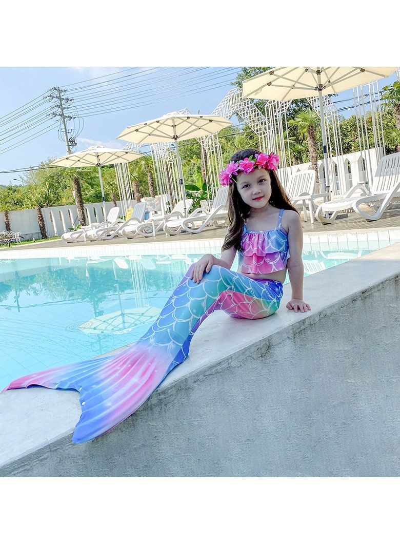 COOLBABY Girls Three-piece Children's Mermaid Swimsuit Mermaid Tail Swimsuit Mermaid Costume Swimwear (110 Sizes)