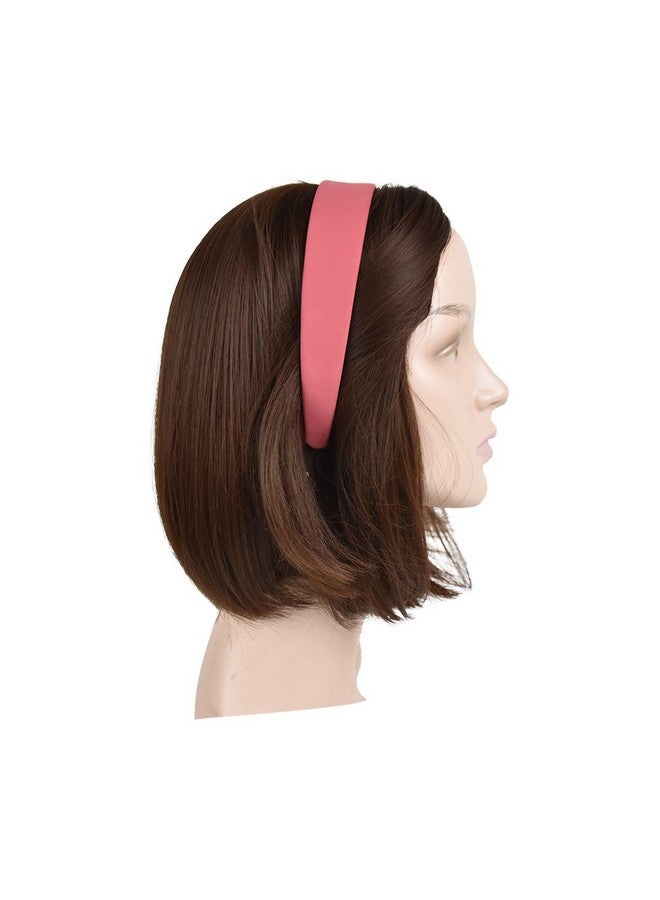 1 Inch Wide Suede Like Headband Solid Hair Band For Women And Girls Rose