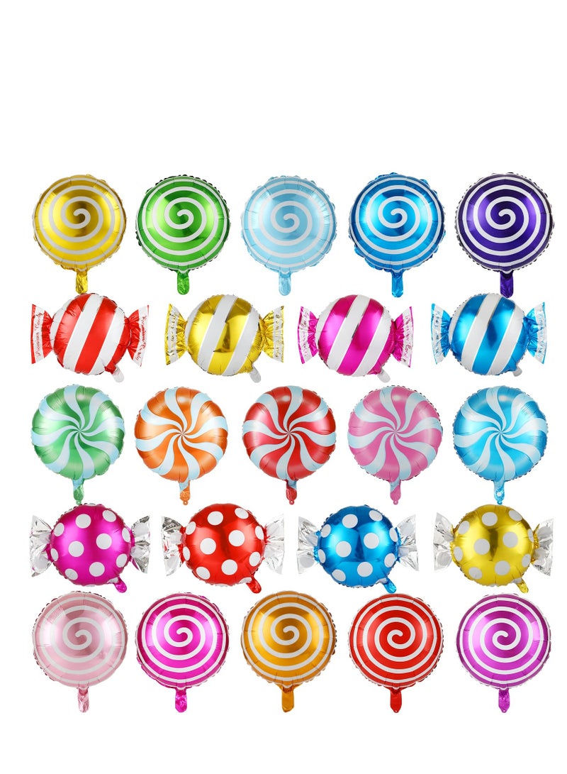 23-Piece Candy Balloons Set - Round Lollipop Balloons for Candyland Birthday Party Decorations, Perfect for Boys and Girls - 18 Inches