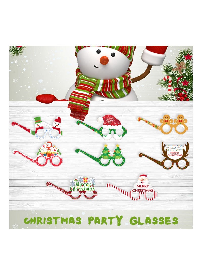 Christmas Paper Eyeglasses, 16 Pcs Christmas Party Favors Eyeglasses for Kids, Christmas Costume Eyewear Decoration Accessory Supplies Antlers Reindeer Santa Snowman Eyeglasses