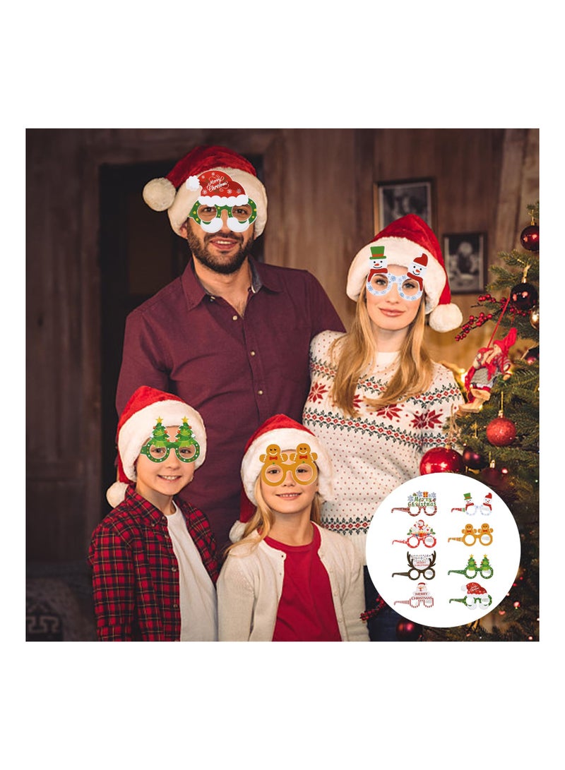 Christmas Paper Eyeglasses, 16 Pcs Christmas Party Favors Eyeglasses for Kids, Christmas Costume Eyewear Decoration Accessory Supplies Antlers Reindeer Santa Snowman Eyeglasses