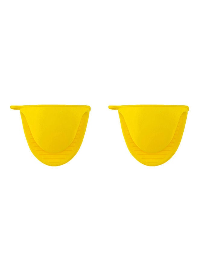 A Pair Of Thick Oven Pinch Mitts Yellow 15x10x5cm