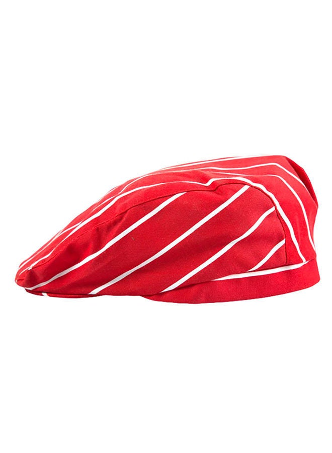 Kitchen Catering Striped Cook Chef Hat Red 10 x 5 5centimeter