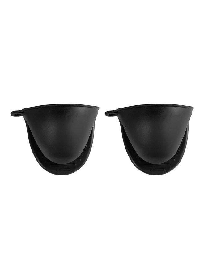 A Pair Of Thick Oven Pinch Mitts Black 15x10x5cm