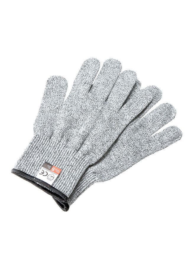 Pair Of Food Grade Safety Cut Resistant Gloves Grey/Black 25 x 9centimeter