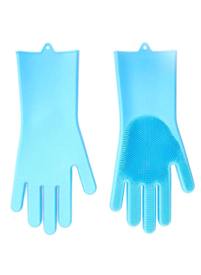 Silicone Scrubber Cleaning Gloves Blue 21grams