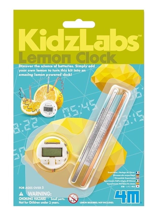 4M Kidzlabs Lemon Powered Clock, Chemical Electrical Science Lab Experiment - STEM Toys Educational Gift for Kids & Teens, Girls & Boys 12 Count (Pack of 1)