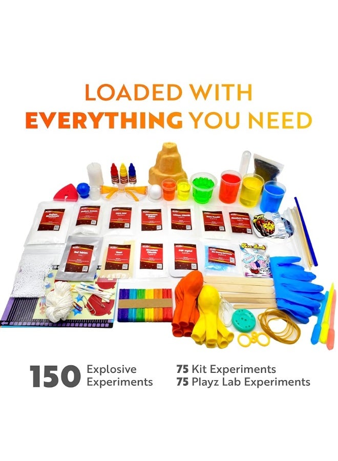 Playz Mega Kaboom! 150+ Explosive Science Experiments Kit for Kids Age 8-12 with 75 App & Video Guided Experiments - Chemistry Set STEM & Educational Toys & Gifts for Boys, Girls, Teenagers & Kids