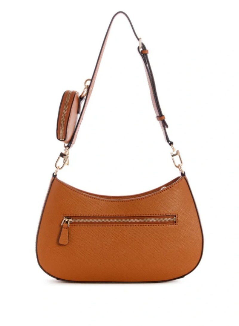 Ladies' Fashion Zipper Shoulder Bag Brown