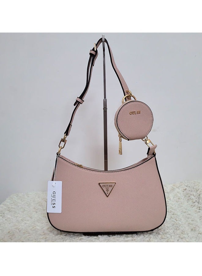 Women's Zipper Shoulder Bag PU Handbag Pink 29cm * 18cm * 6cm