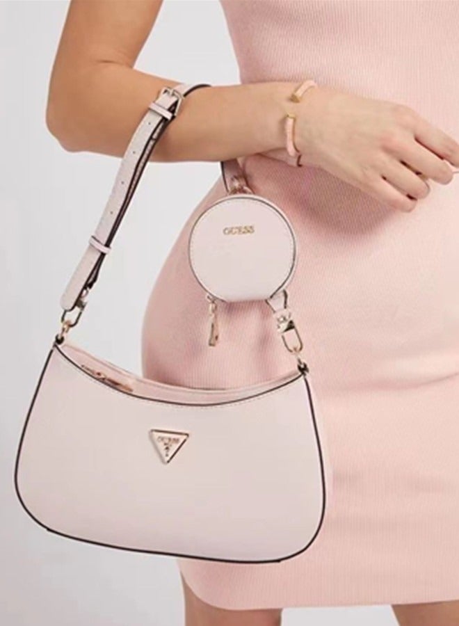 Women's Zipper Shoulder Bag PU Handbag Pink 29cm * 18cm * 6cm