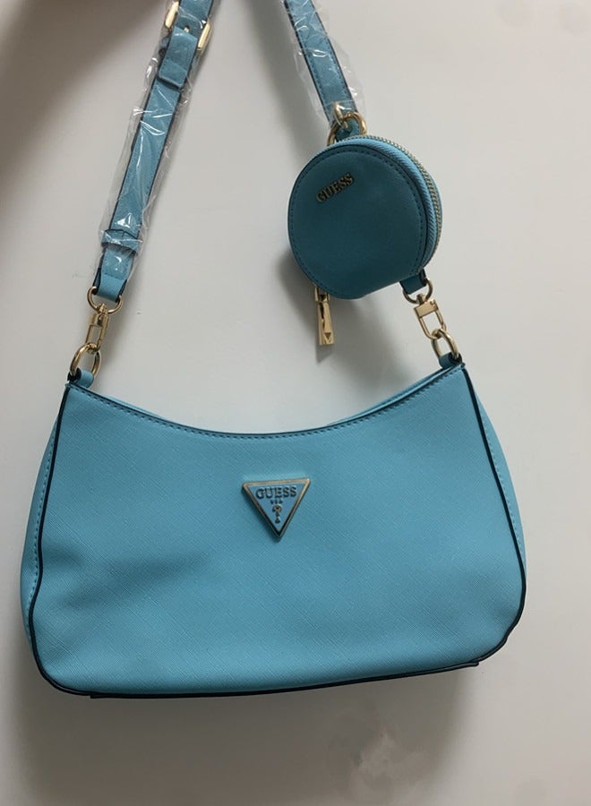 Women's Zipper Shoulder Bag PU Handbag Blue 29cm * 18cm * 6cm