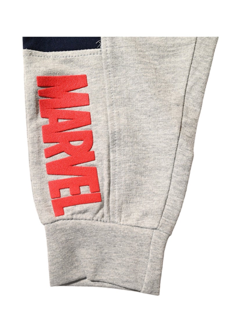 Avengers Joggers with Superhero Logos, Drawstring Waist, Grey