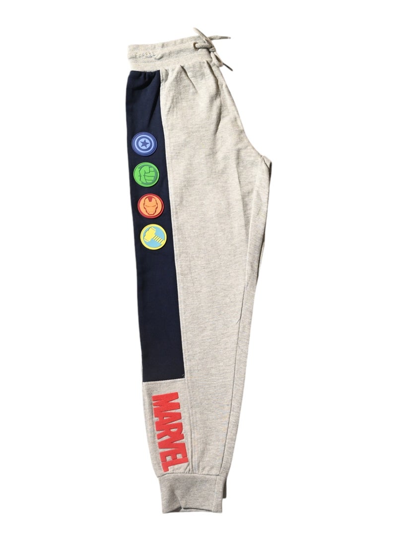 Avengers Joggers with Superhero Logos, Drawstring Waist, Grey