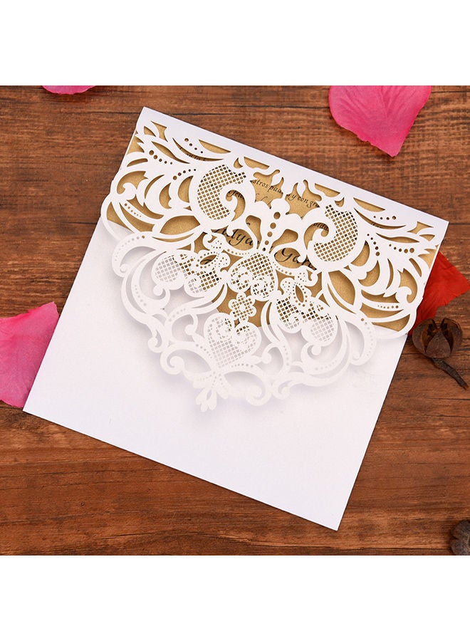 10-Piece Pearl Paper Floral Pattern Wedding Cards 215centimeter