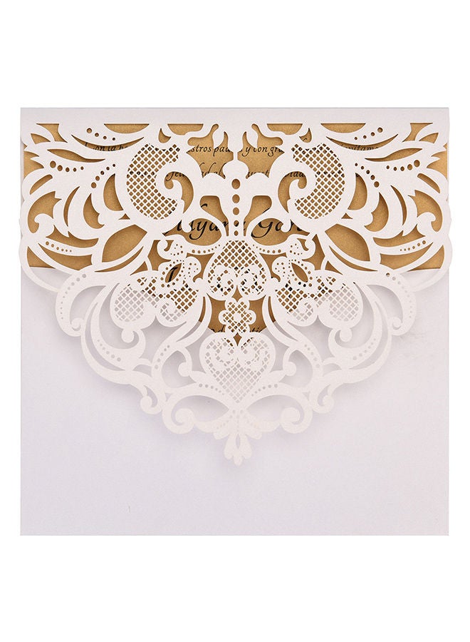 10-Piece Pearl Paper Floral Pattern Wedding Cards 215centimeter