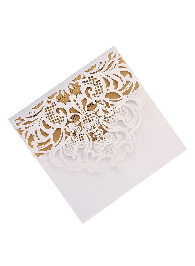 10-Piece Pearl Paper Floral Pattern Wedding Cards 215centimeter