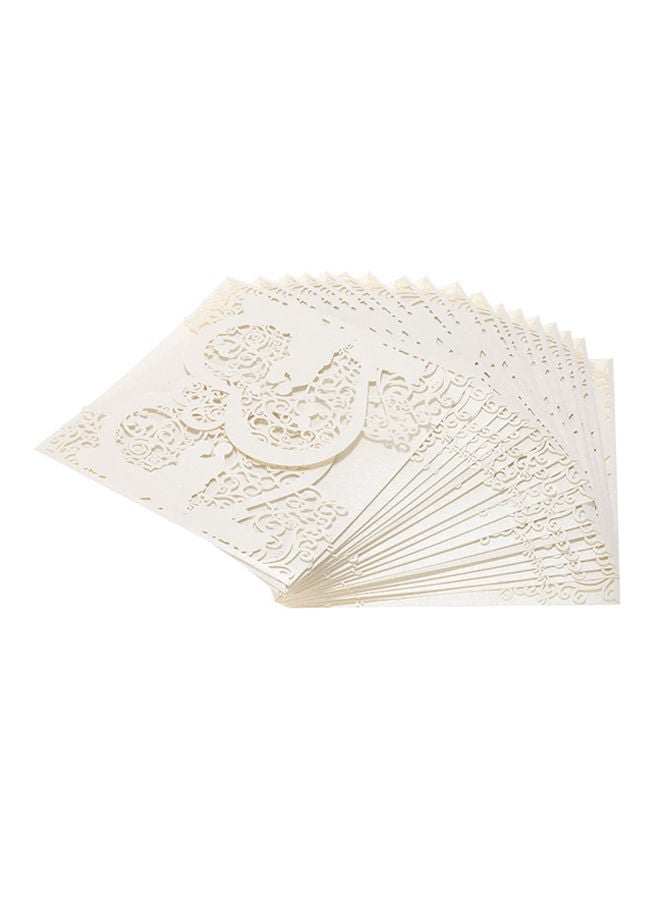 20-Piece Craved Heart Design Invitation Cards 15 x 2centimeter